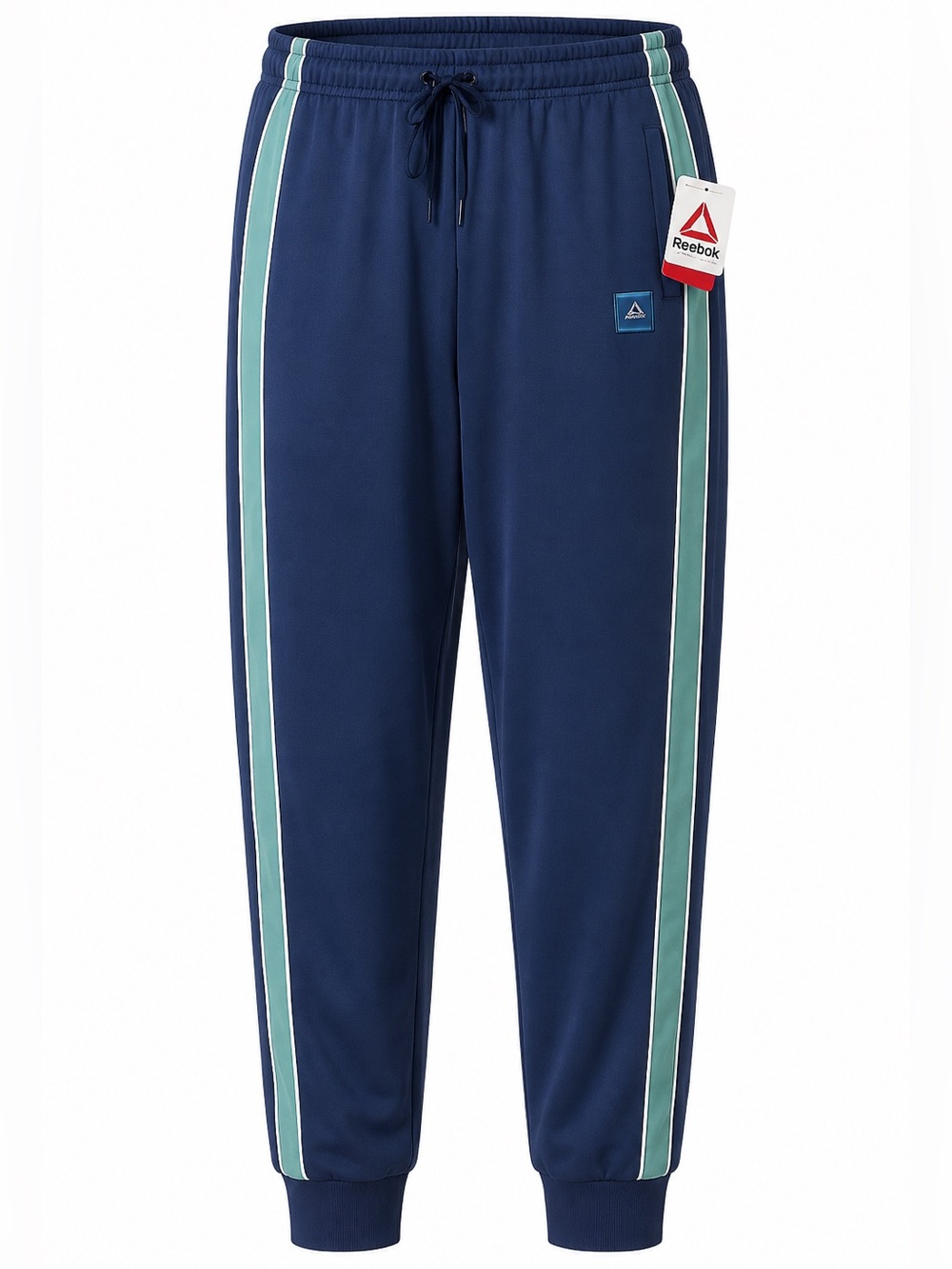 Reebok Slim Jogger Pants Dark Blue Teal Stripe Athletic Activewear - Men's 3XL